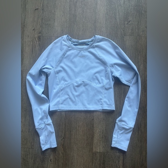 Baleaf Blue Raglan Long Sleeve Crop Top - Picture 1 of 5
